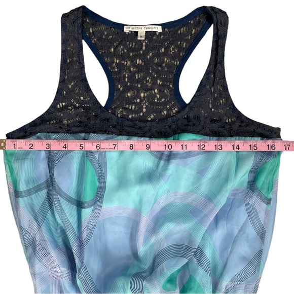 Collective Concepts size medium blue & teal dress with lace design at top EUC - Picture 8 of 11